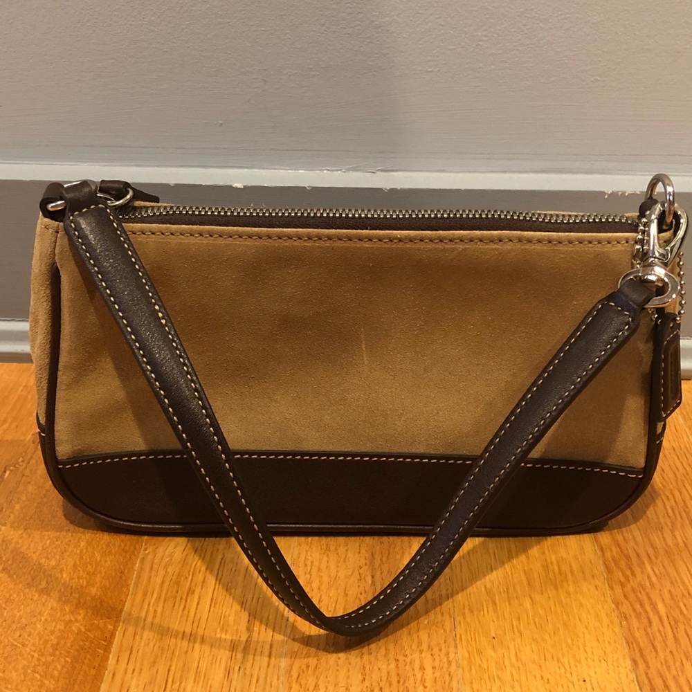 Coach suede shoulder bag With Leather Strap
